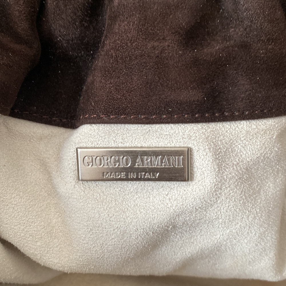Giorgio Armani Suede Shoulder Bag Purse Chocolate Brown - Picture 6 of 9